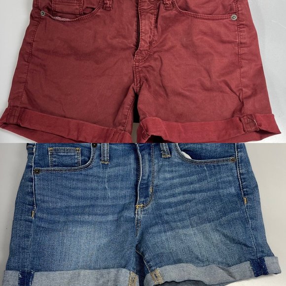 2 universal threads denim shorts size 00/24 blue red spring summer - Picture 1 of 10